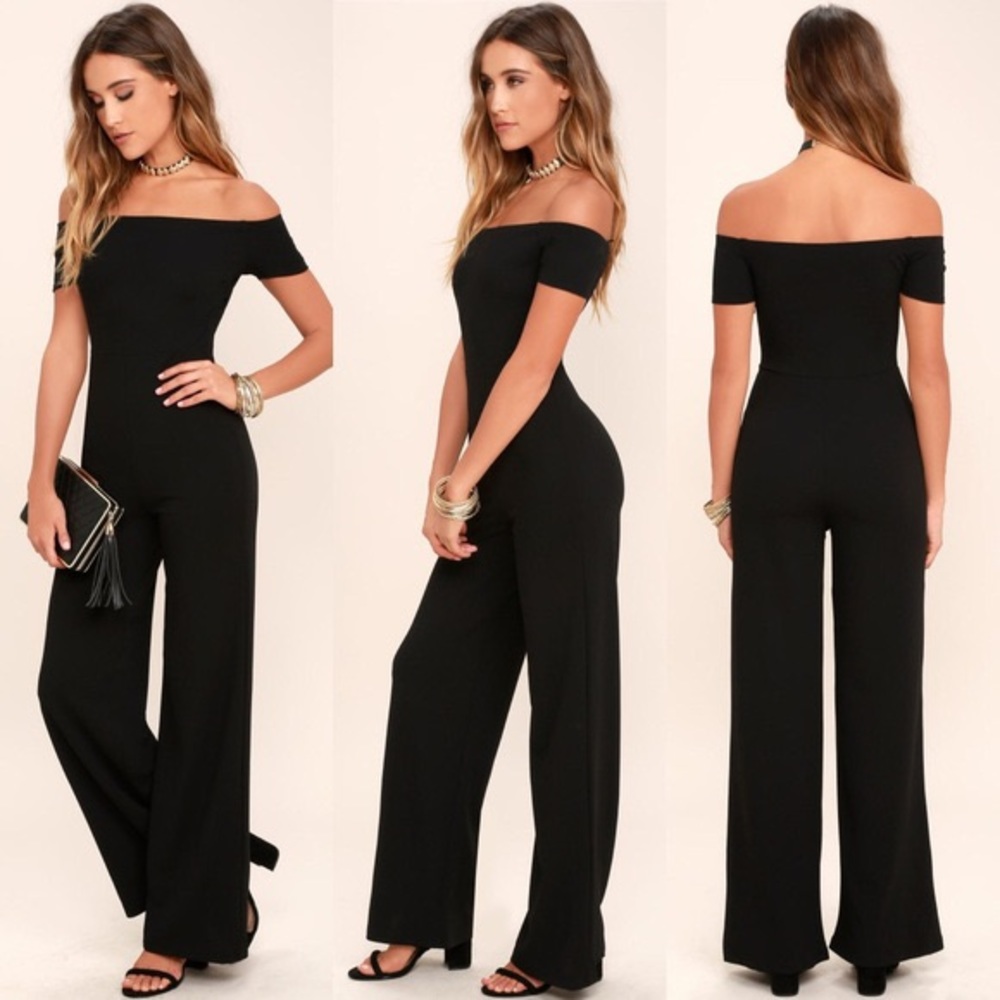 Lulu’s Off the Shoulder Black Jumpsuit